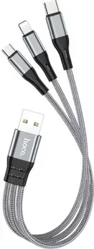 Hoco X47 USB Type-A - Lightning/Micro/Type-C (0.25 м, металлик)