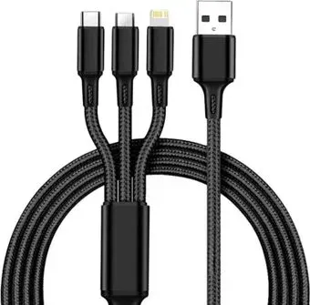 USBTOP USB Type-A - USB Type-C/Lightning/microUSB (1.2 м, 5А, черный)