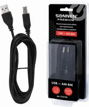 Sonnen USB Type-A - USB Type-B 513128 (1.5 м, черный)