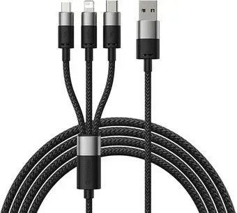 Baseus StarSpeed 1-for-3 Fast Charging Data Cable (0.6 м, черный)