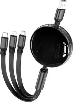 Hoco X78 USB Type-A - Lightning/microUSB/USB Type-C (1 м, черный)