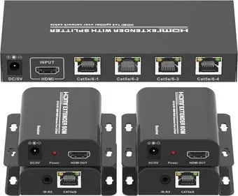 USBTOP HDMI 1x4 FullHD 1080p до 60 м по витой паре RJ45 UTP, комплект