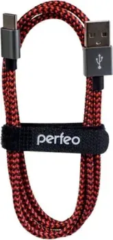 Perfeo USB Type-A - USB Type-C U4901 (1 м, черно-красный)