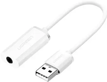 Ugreen US206 30712 USB Type-A - 3.5 мм (0.15 м, белый)