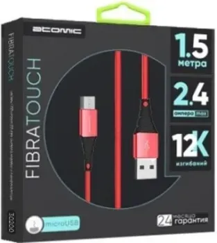 Atomic Fibratouch USB-microUSB 1.5 м (красный)