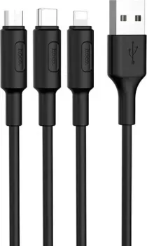 Hoco X25 Lightning/microUSB/USB Type-C (черный)