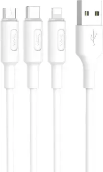 Hoco X25 Lightning/microUSB/USB Type-C (белый)