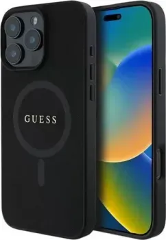 Guess PU Saffiano with metal logo (MagSafe) для iPhone 16 Pro GUHMP16LPSAHMCK