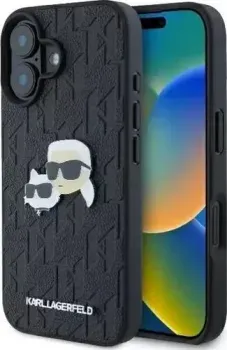 Lagerfeld PU Grained Monogram NFT Karl&amp;Choupette metal Heads для iPhone 16 KLHCP16SPGKLKCPK