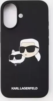 Lagerfeld Liquid Silicone NFT Karl &amp; Choupette Heads (MagSafe) для iPhone 16 KLHMP16SSKCHPPLK