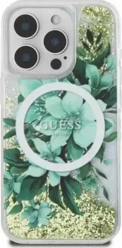 Guess Liquid Glitter Flowers (MagSafe) для iPhone 16 Pro Max GUHMP16XLFMWTN