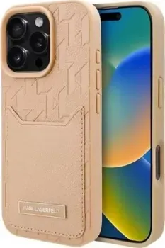 Lagerfeld Cardslot PU Grained Monogram with Pocket для iPhone 16 Pro Max KLHCP16XPGKHPRPW