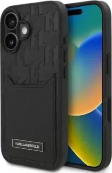 Lagerfeld Cardslot PU Grained Monogram with Pocket для iPhone 16 KLHCP16SPGKHPRPK