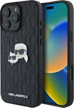 Lagerfeld PU Grained Monogram NFT Karl&amp;Choupette metal Heads для iPhone 16 Pro Max KLHCP16XPGKLKCPK
