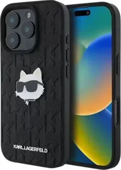 Lagerfeld PU Grained Monogram NFT Choupette metal Head для iPhone 16 Pro Max KLHCP16XPGKLCHPK