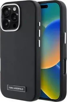 Lagerfeld PU Grained Full Wrapped &amp; Metal Camera (MagSafe) для iPhone 16 Pro Max KLHMP16XPGMSRPK