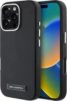 Lagerfeld PU Grained Full Wrapped &amp; Metal Camera (MagSafe) для iPhone 16 Pro KLHMP16LPGMSRPK