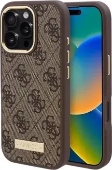 Guess PU 4G Plate metal logo (MagSafe) для iPhone 16 Pro Max GUHMP16XU4GPRW