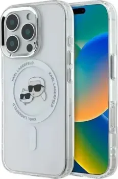 Lagerfeld PC/TPU NFT Karl &amp; Choup Head Metal camera (MagSafe) для iPhone 16 Pro Max KLHMP16XHLSKCH