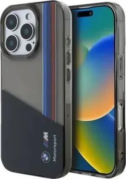 BMW Motorsport PC/TPU Tricolor Vert stripes для iPhone 16 Pro Max BMHCP16X23HTHOK