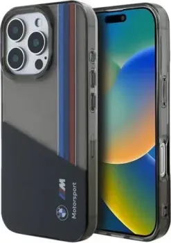 BMW Motorsport PC/TPU Tricolor Vert stripes для iPhone 16 Pro BMHCP16L23HTHOK