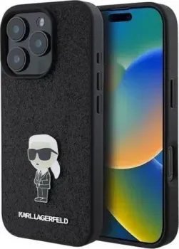 Lagerfeld Fixed glitters NFT Karl Ikonik Metal pin для iPhone 16 Pro Max KLHCP16XGKNPSK