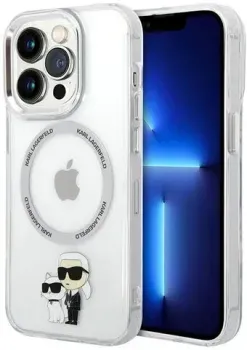 CG Mobile Lagerfeld PC/TPU NFT Karl &amp; Choupette Metal ring Hard (MagSafe) для iPhone 15 Pro Max KLHMP15XHNKCIT