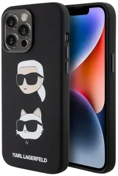 CG Mobile Lagerfeld Liquid Silicone Karl &amp; Choupette heads Hard для iPhone 15 Pro Max KLHCP15XSDHKCNK