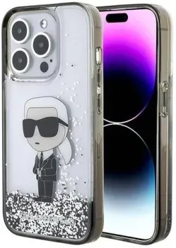 CG Mobile Lagerfeld Liquid Glitter NFT Karl Ikonik Hard для iPhone 15 Pro Max KLHCP15XLKKNSK