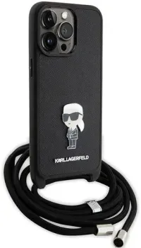 CG Mobile Lagerfeld Crossbody PU Saffiano NFT Karl Ikonik Metal Hard для iPhone 15 Pro Max KLHCP15XSASKNPSK