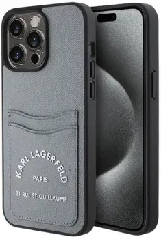 CG Mobile Lagerfeld Cardslot PU Saffiano RSG 3D rubber logo Hard для iPhone 15 Pro Max KLHCP15XSAPRSGG