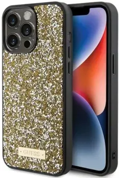 CG Mobile Guess Diamond Rhinestone Plate metal logo Hard для iPhone 15 Pro GUHCP15LPFGSBSD