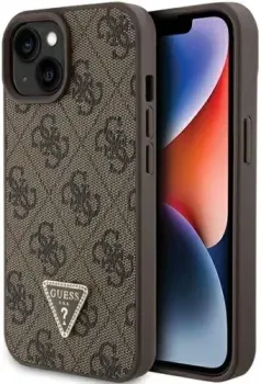 CG Mobile Guess PU 4G Triangle Diamond metal logo Hard для iPhone 15 GUHCP15SP4TDPW