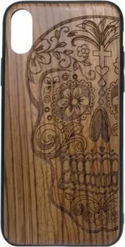 Case Wood для Apple iPhone X (зебрано, череп женский)