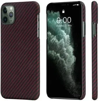 Pitaka MagEZ для iPhone 11 Pro Max (twill, черный/красный)