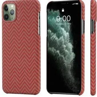 Pitaka MagEZ для iPhone 11 Pro Max (herringbone, красный/оранжевый)