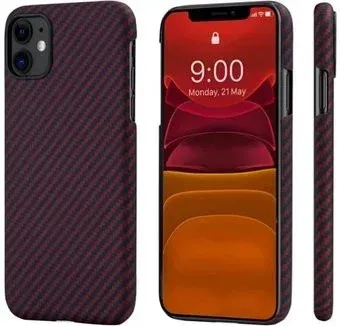 Pitaka MagEZ для iPhone 11 (twill, черный/красный)
