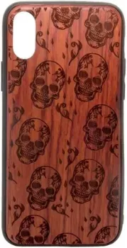 Case Wood для Apple iPhone X (палисандр, черепа)