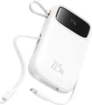 Baseus Qpow2 Dual-Cable Digital Display Fast Charge Power Bank 22.5W 10000mAh (белый)