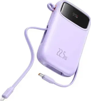 Baseus Qpow2 Dual-Cable Digital Display Fast Charge Power Bank 22.5W 10000mAh (сиреневый)