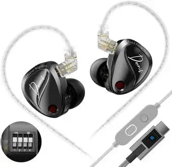 KZ Acoustics Duonic Bass Improved Version With Switches USB Type-C (с микрофоном, серебристый)