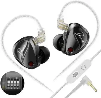 KZ Acoustics Duonic Bass Improved Version With Switches 3.5 мм (с микрофоном, серебристый)