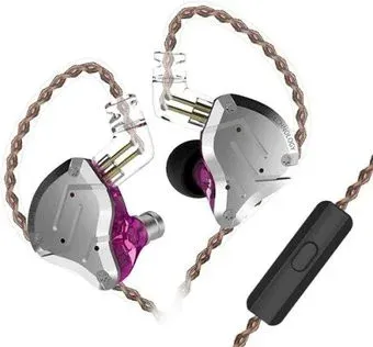KZ Acoustics ZS10 Pro (с микрофоном, серебристый/фиолетовый)