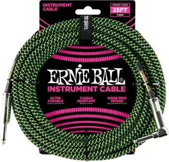 Ernie Ball P06066 6.3 мм - 6.3 мм (7.62 м, черный/зеленый)