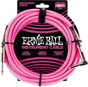 Ernie Ball P06083 6.3 мм - 6.3 мм (5.49 м, неоновый розовый)