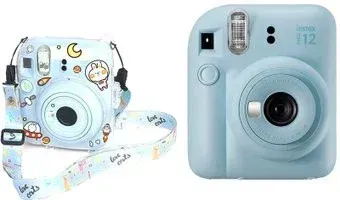 Fujifilm Instax Mini 12 (голубой) + голубой чехол Sundays с ремнем
