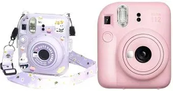 Fujifilm Instax Mini 12 (розовый) + пурпурный чехол Sundays с ремнем