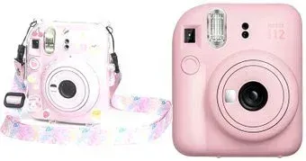 Fujifilm Instax Mini 12 (розовый) + розовый чехол Sundays с ремнем