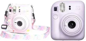Fujifilm Instax Mini 12 (фиолетовый) + розовый чехол Sundays с ремнем