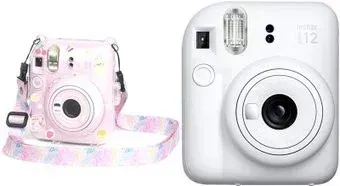 Fujifilm Instax Mini 12 (белый) + розовый чехол Sundays с ремнем